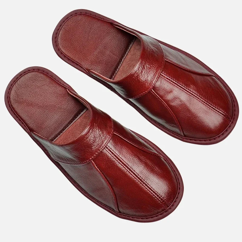 Cowhide Leather Slippers