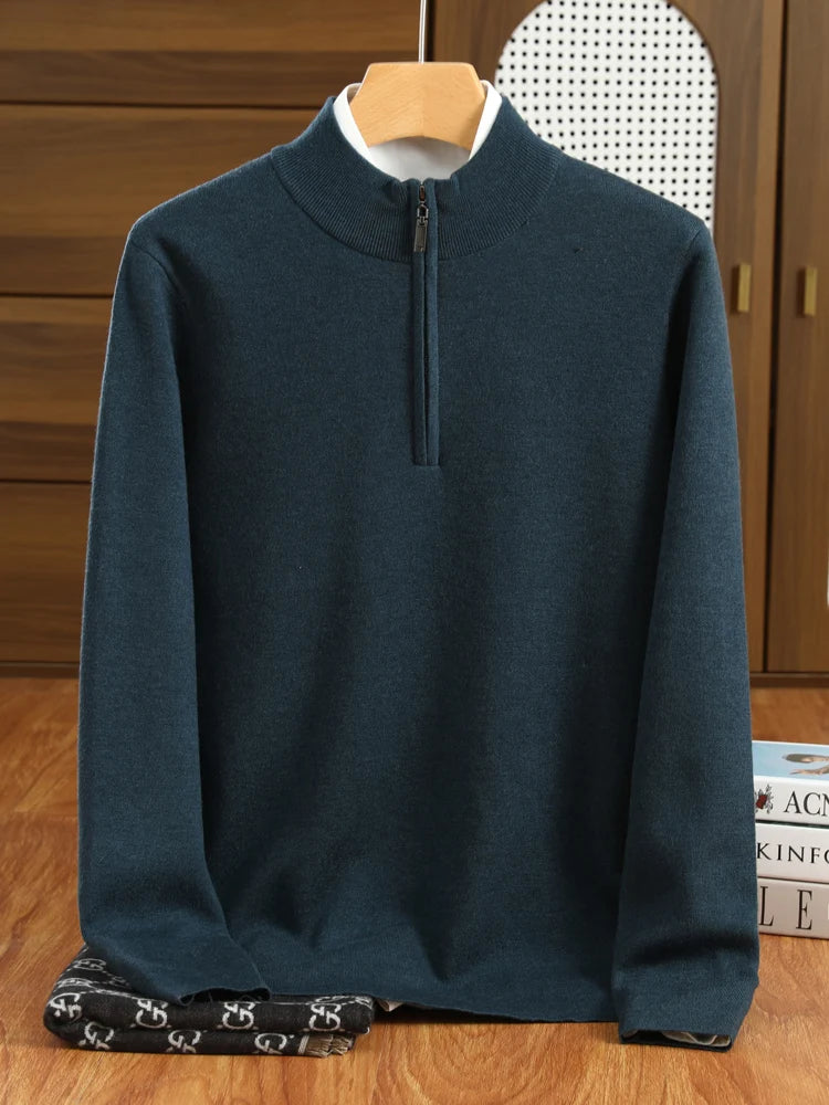 Merino Wool Half Zip Sweater