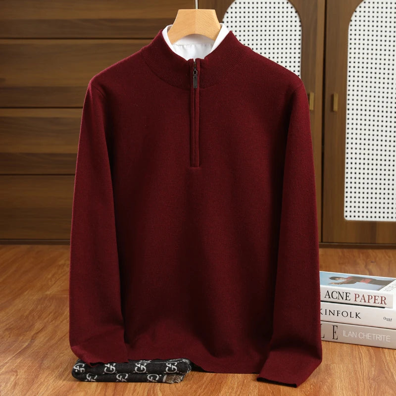 Merino Wool Half Zip Sweater