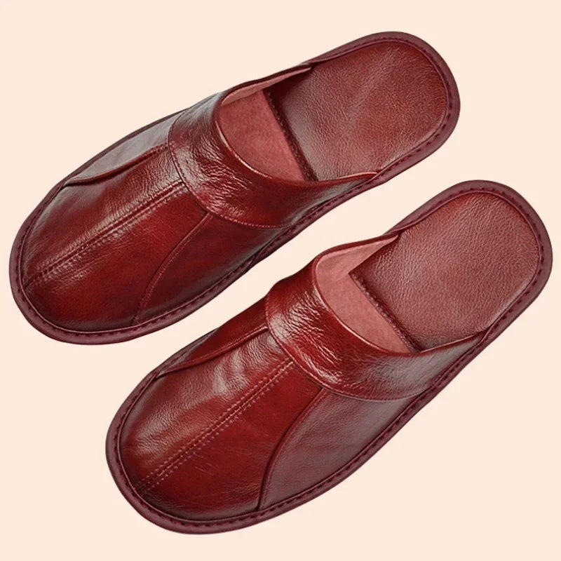 Cowhide Leather Slippers