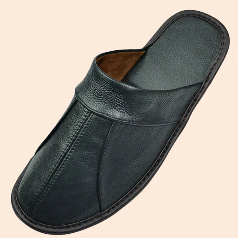 Cowhide Leather Slippers