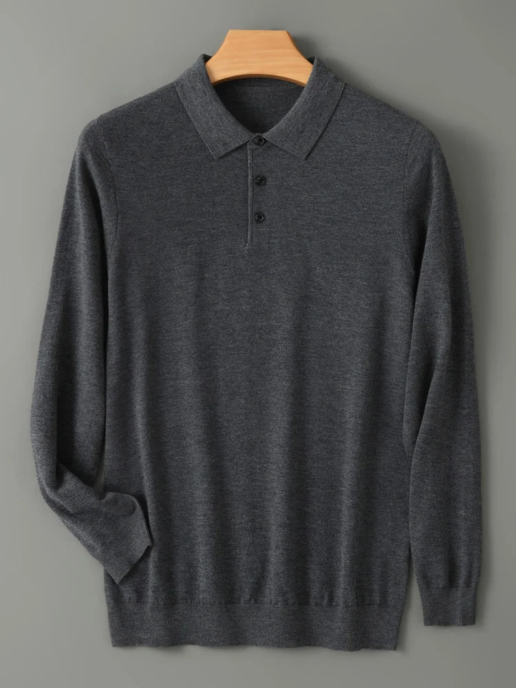 Merino Wool Polo Sweatshirt