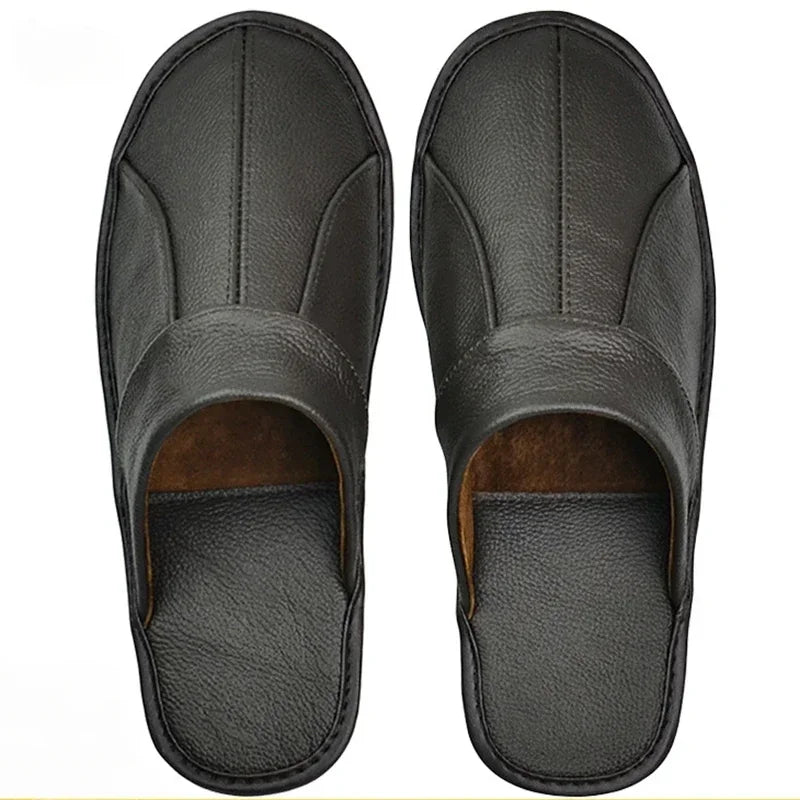Cowhide Leather Slippers