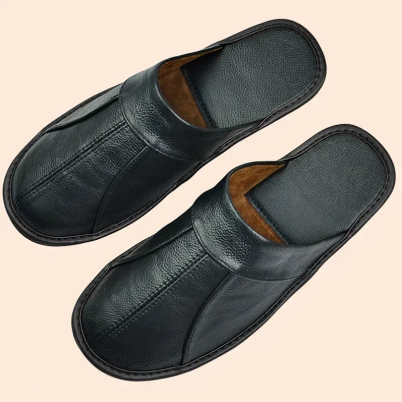 Cowhide Leather Slippers