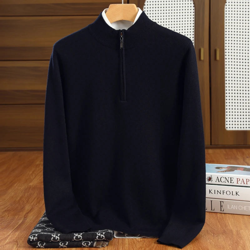 Merino Wool Half Zip Sweater