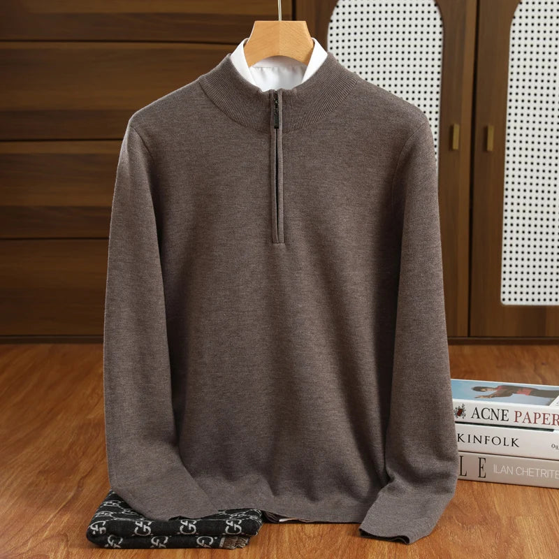 Merino Wool Half Zip Sweater