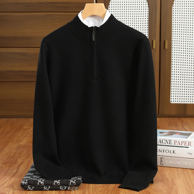 Merino Wool Half Zip Sweater