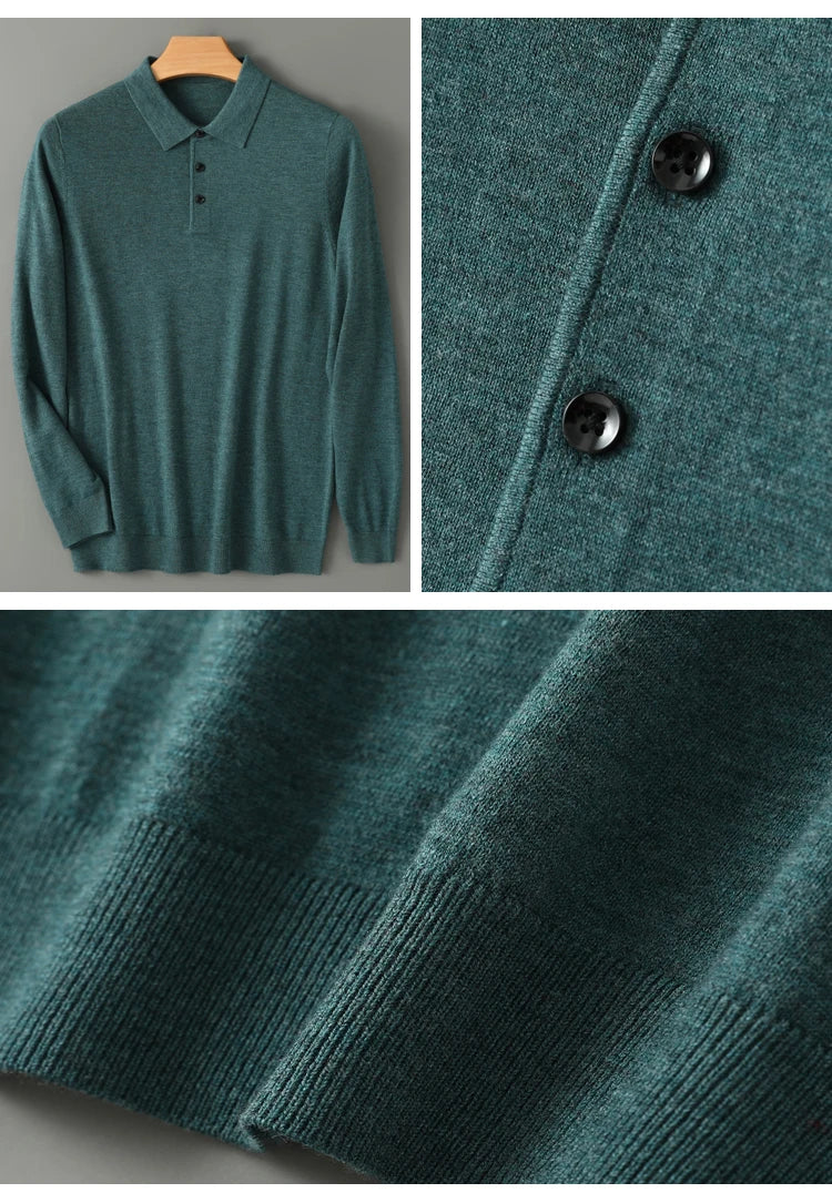 Merino Wool Polo Sweatshirt