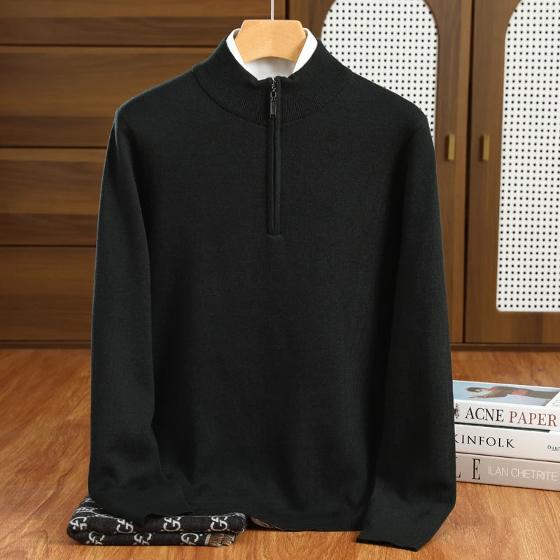Merino Wool Half Zip Sweater