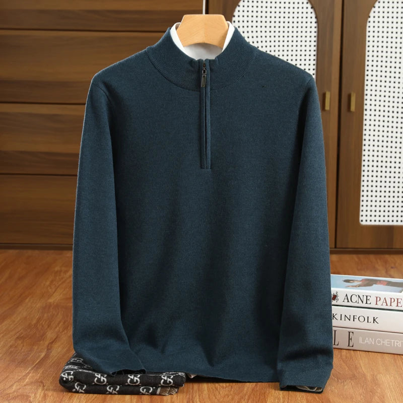Merino Wool Half Zip Sweater
