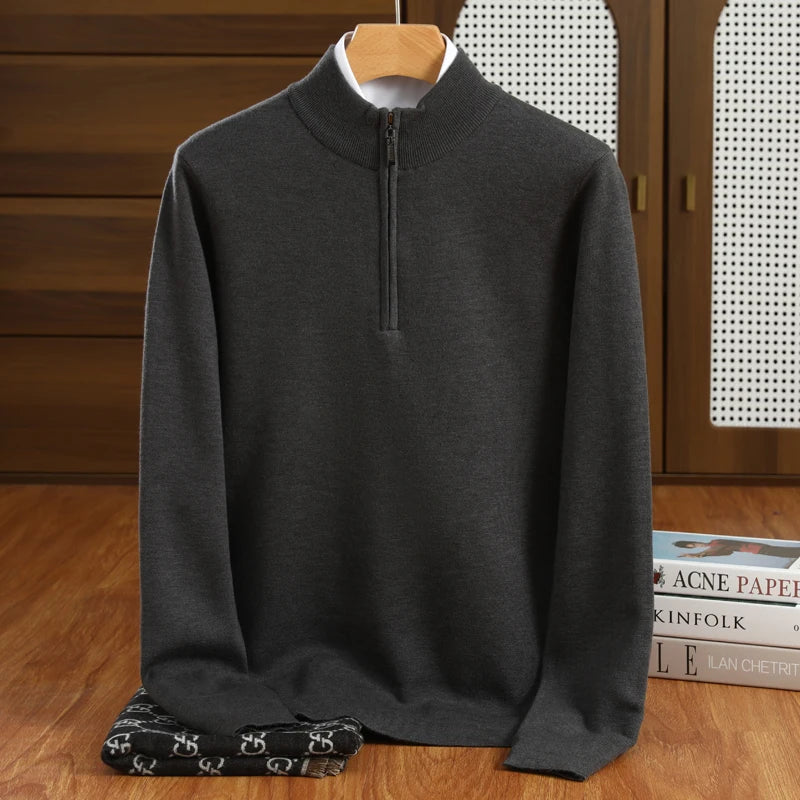Merino Wool Half Zip Sweater