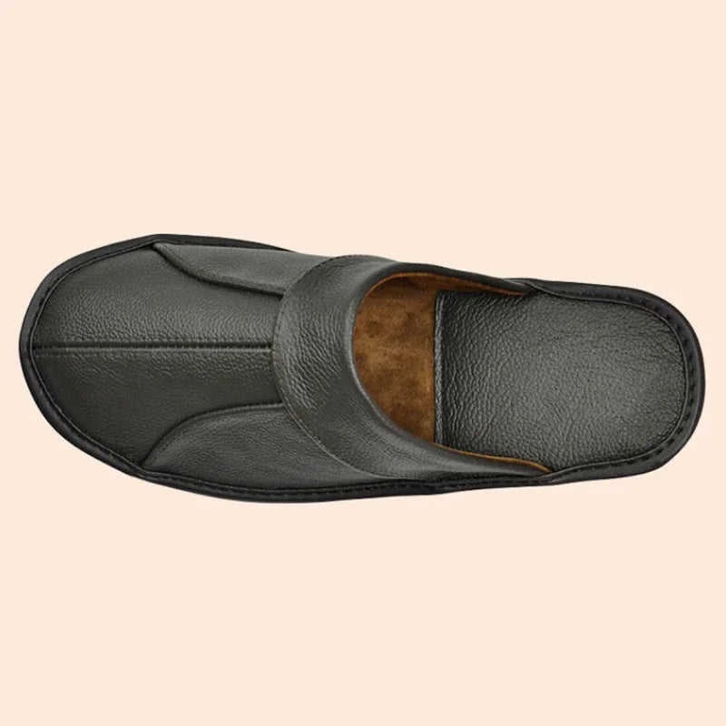 Cowhide Leather Slippers