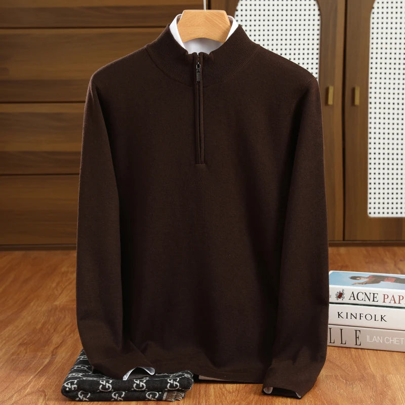 Merino Wool Half Zip Sweater
