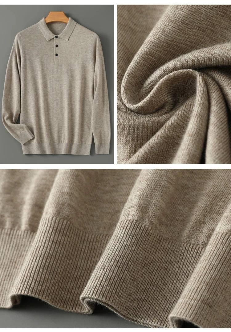 Merino Wool Polo Sweatshirt
