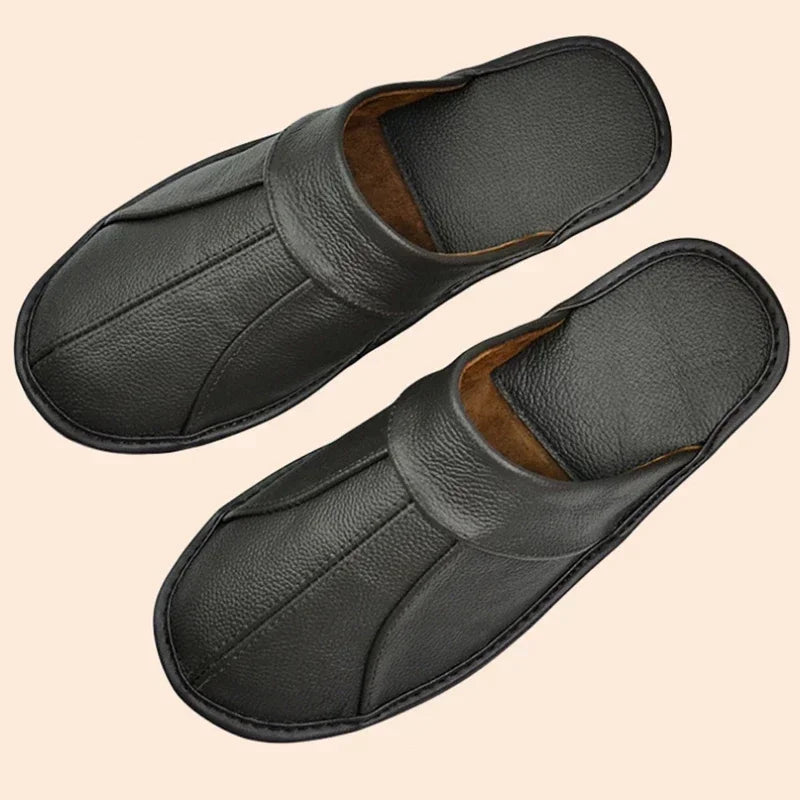 Cowhide Leather Slippers