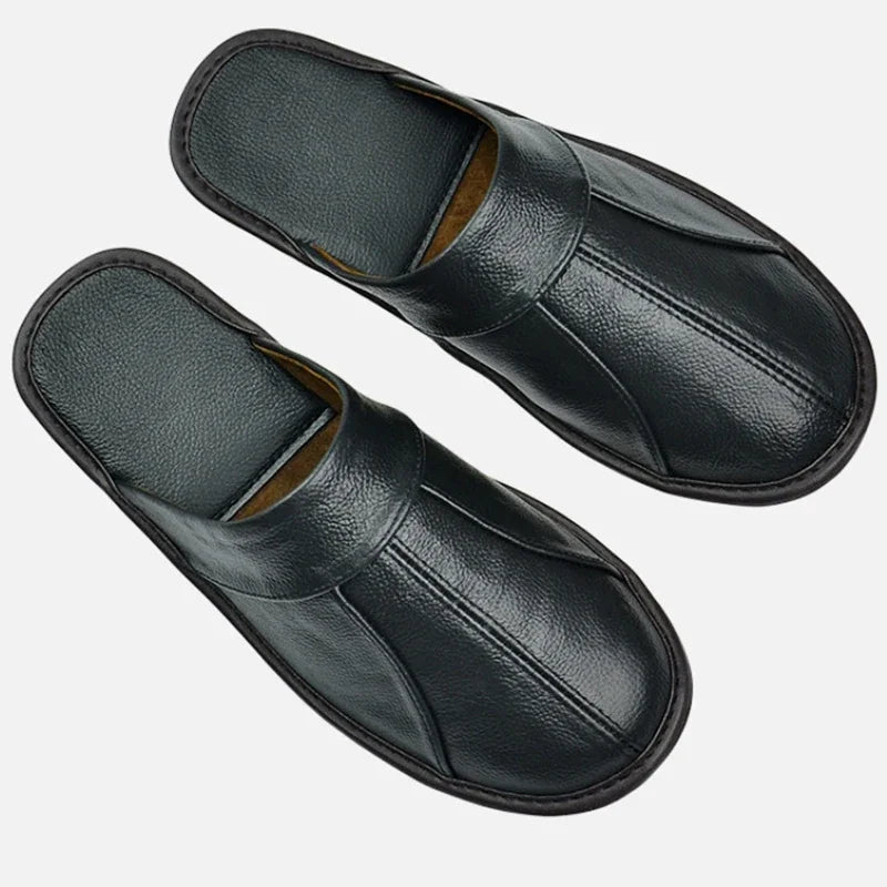 Cowhide Leather Slippers