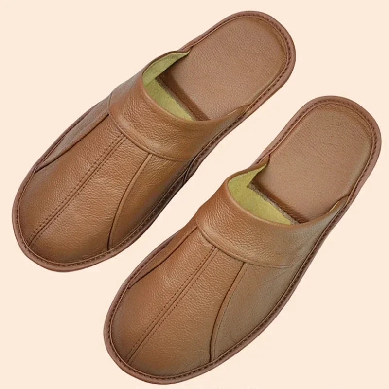 Cowhide Leather Slippers