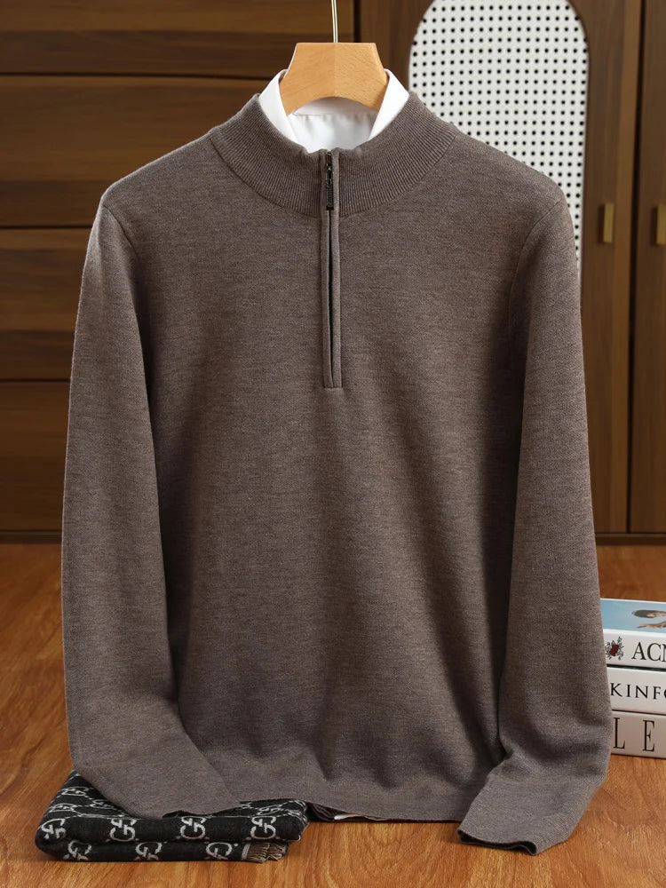Merino Wool Half Zip Sweater